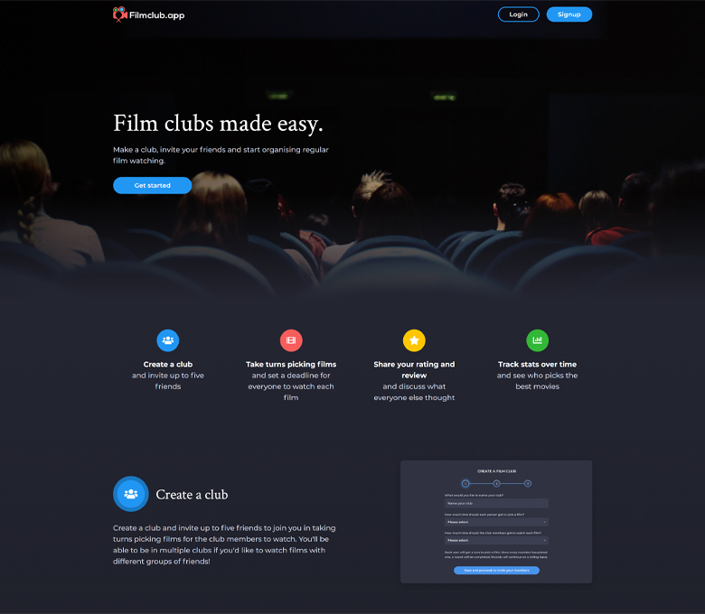 Filmclub website screenshot