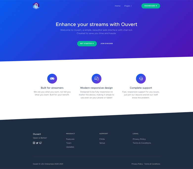 Ouvert website screenshot